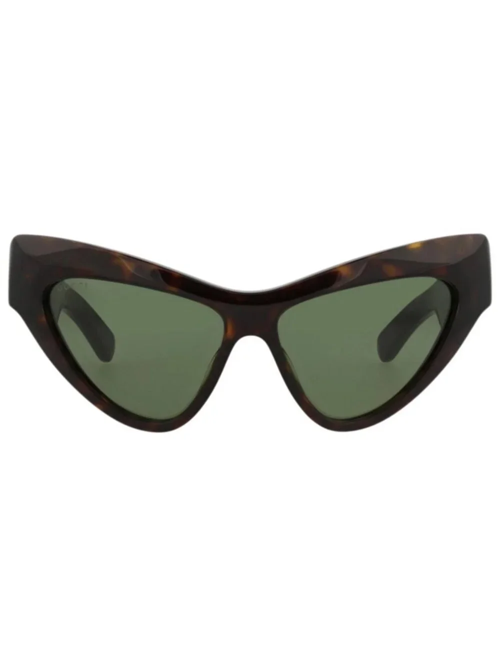 New Gucci Women's Sunglasses Cat Eye Recycled Acetate Frame Havana Havana Green